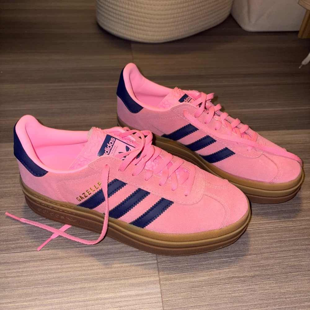 Adidas Pink and Blue Sneakers with Gum Sole